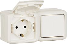 Блок накладной Legrand Quteo розетка 1-м.+выключатель 1-кл. IP44 белый картинка